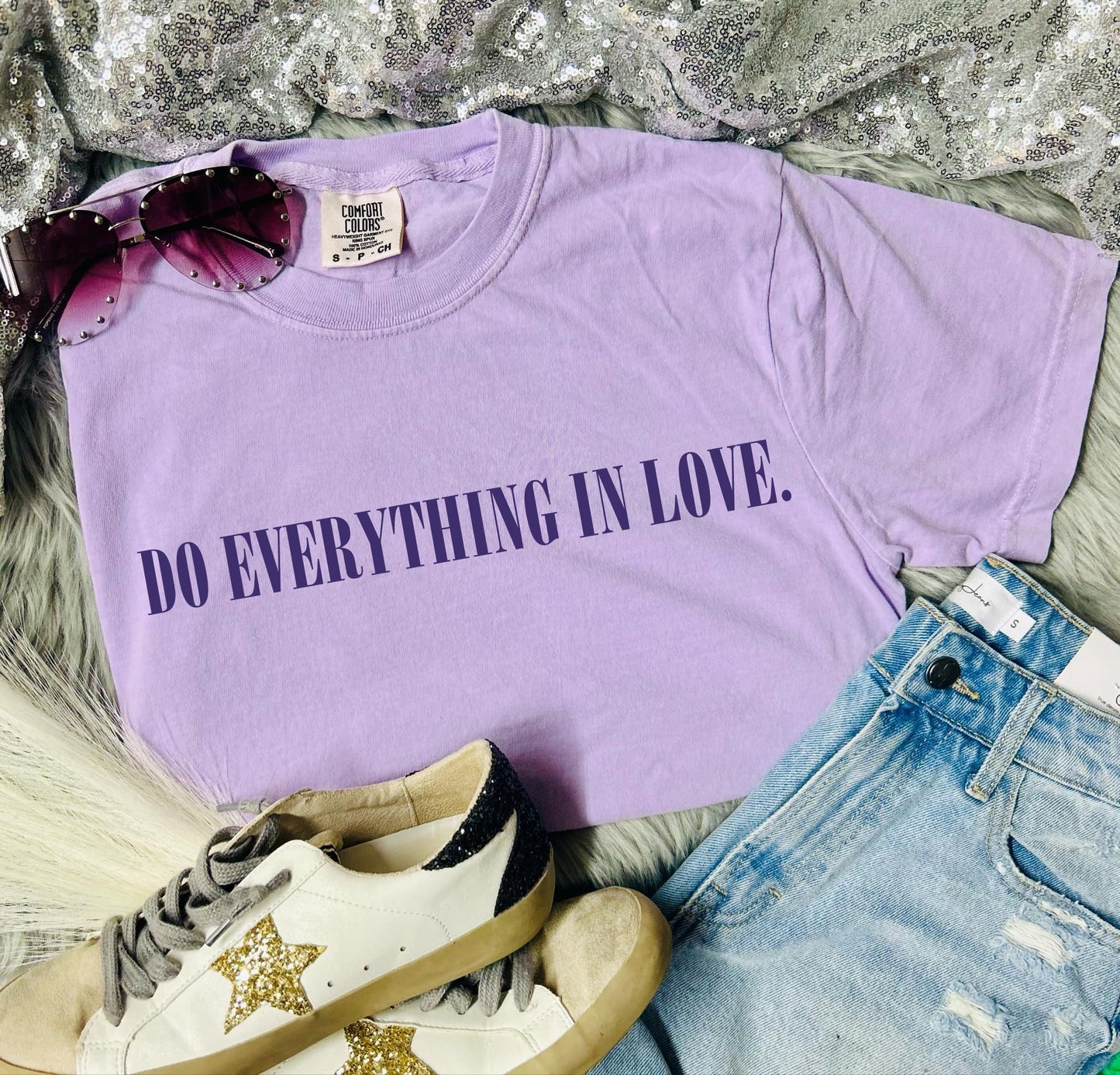 *DTF* Do Everything In Love Orchid Comfort Color Tee