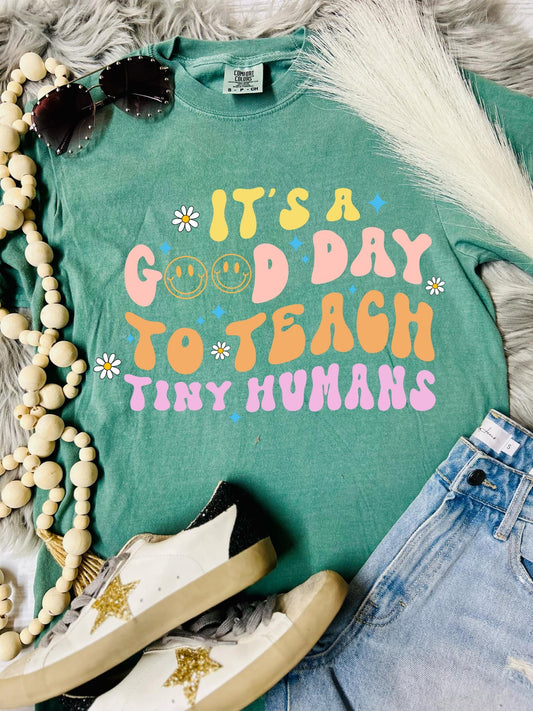 *DTF* It's a Good Day To Teach Tiny Humans Emerald Comfort Color Tee