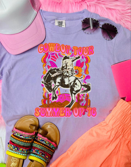 *DTF* Cowboy Tour Neon Orchid Comfort Color