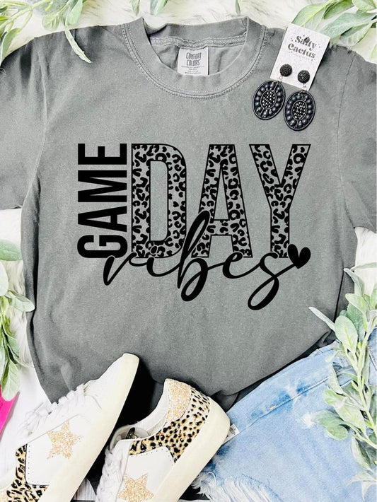 *DTF* Gameday Vibes Leopard All Black Design Grey Comfort color