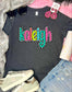 *DTF CUSTOM* GIRL Version Checkered Colorful Name Dark Grey Tee