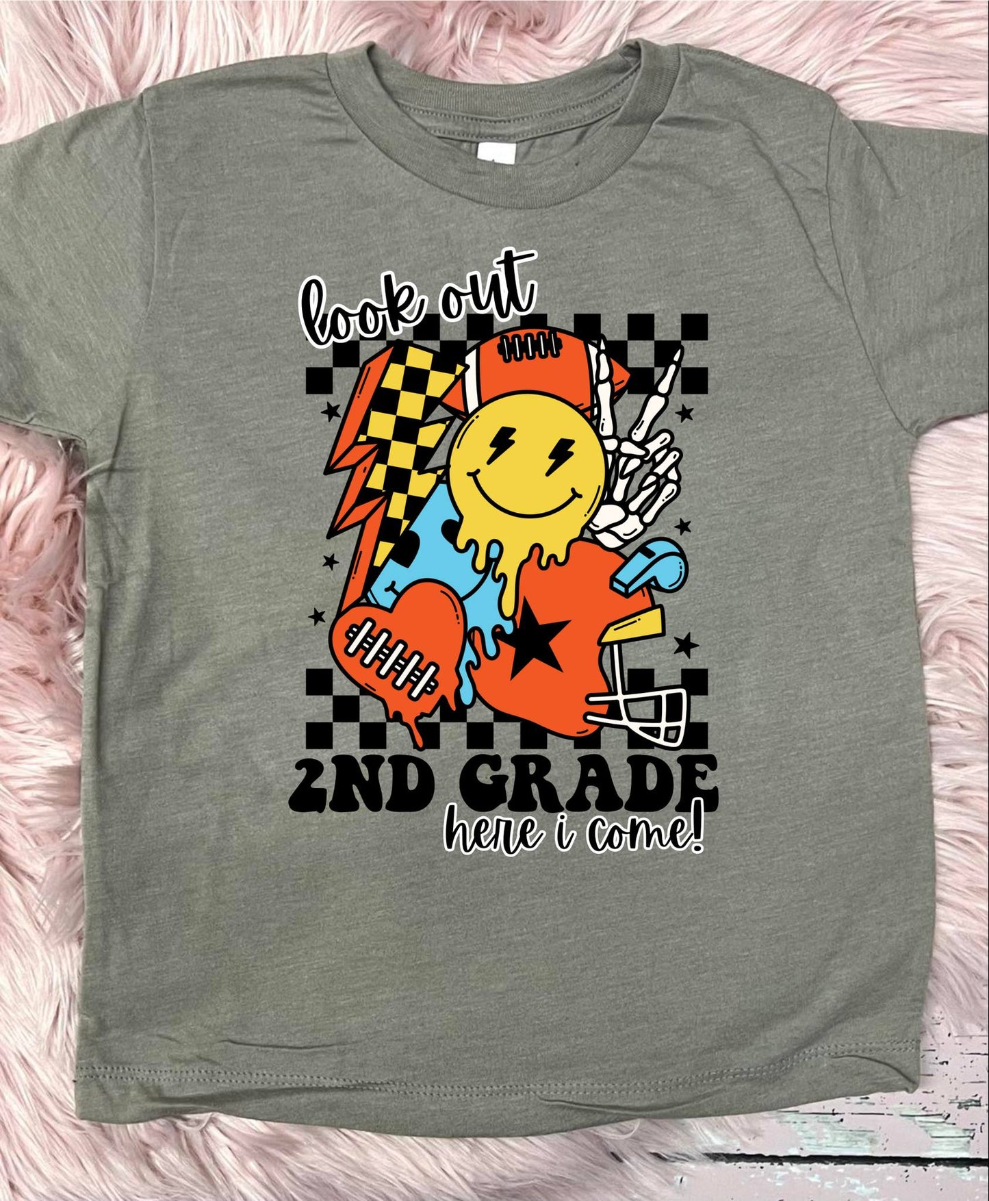 *DTF* Boys Look Out Here I Come Checkered Stone Grey Tee