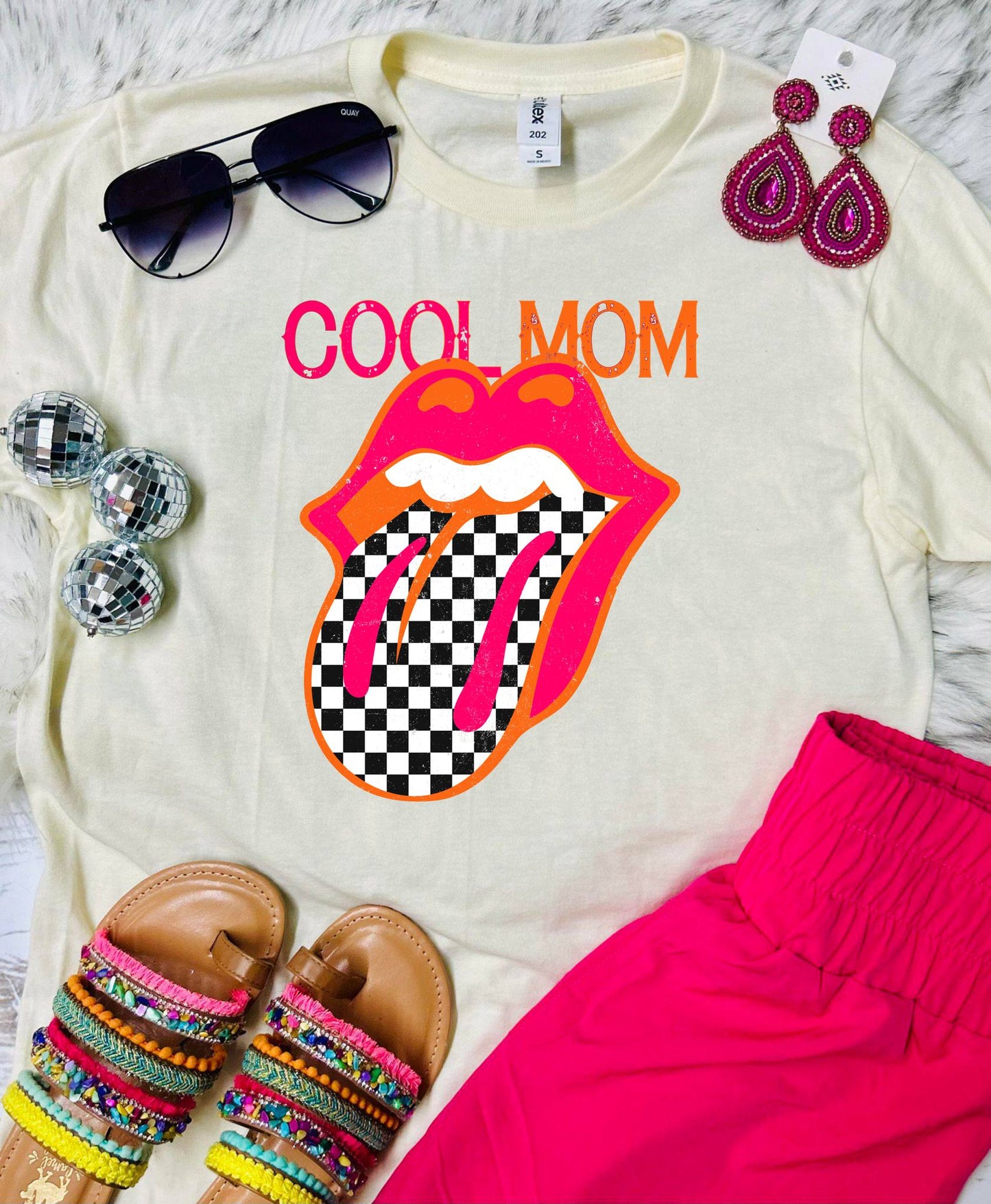 *DTF* Cool Mom Rocker Tongue Natural Tultex Tee