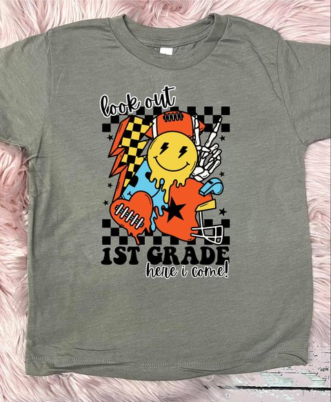 *DTF* Boys Look Out Here I Come Checkered Stone Grey Tee