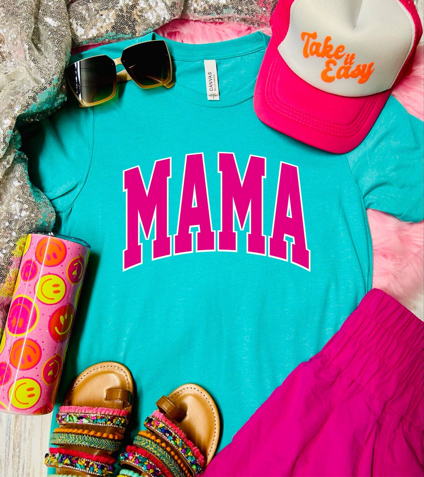 *DTF* Mama Colorful Seafoam Tee