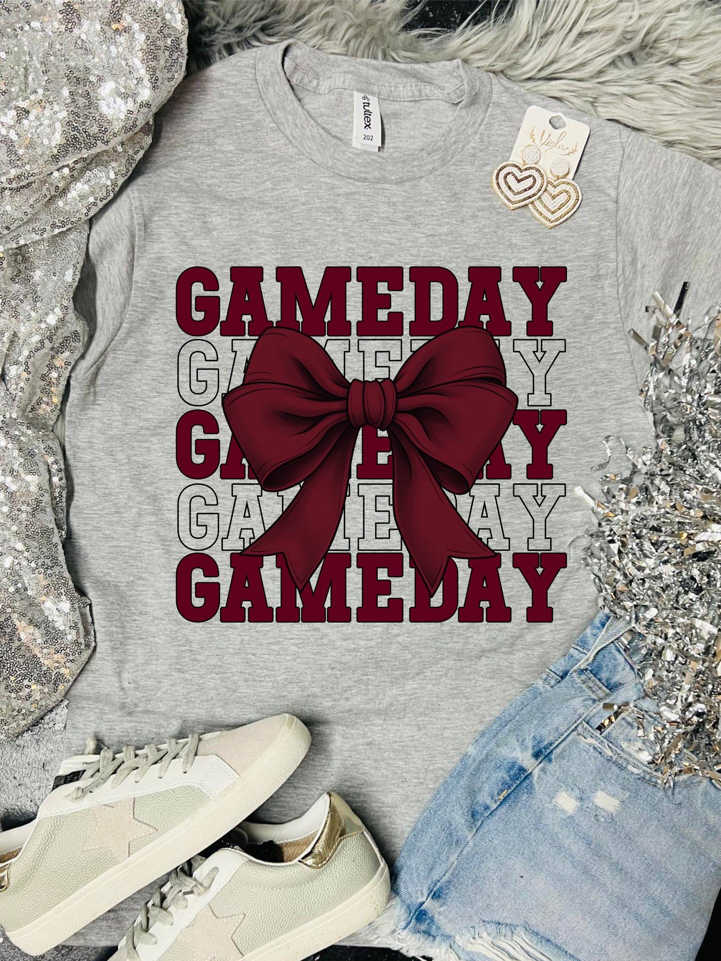 *DTF*  KIDS Gameday Bows Athletic Heather Tee