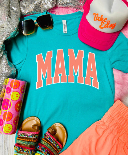 *DTF* Mama Colorful Seafoam Tee