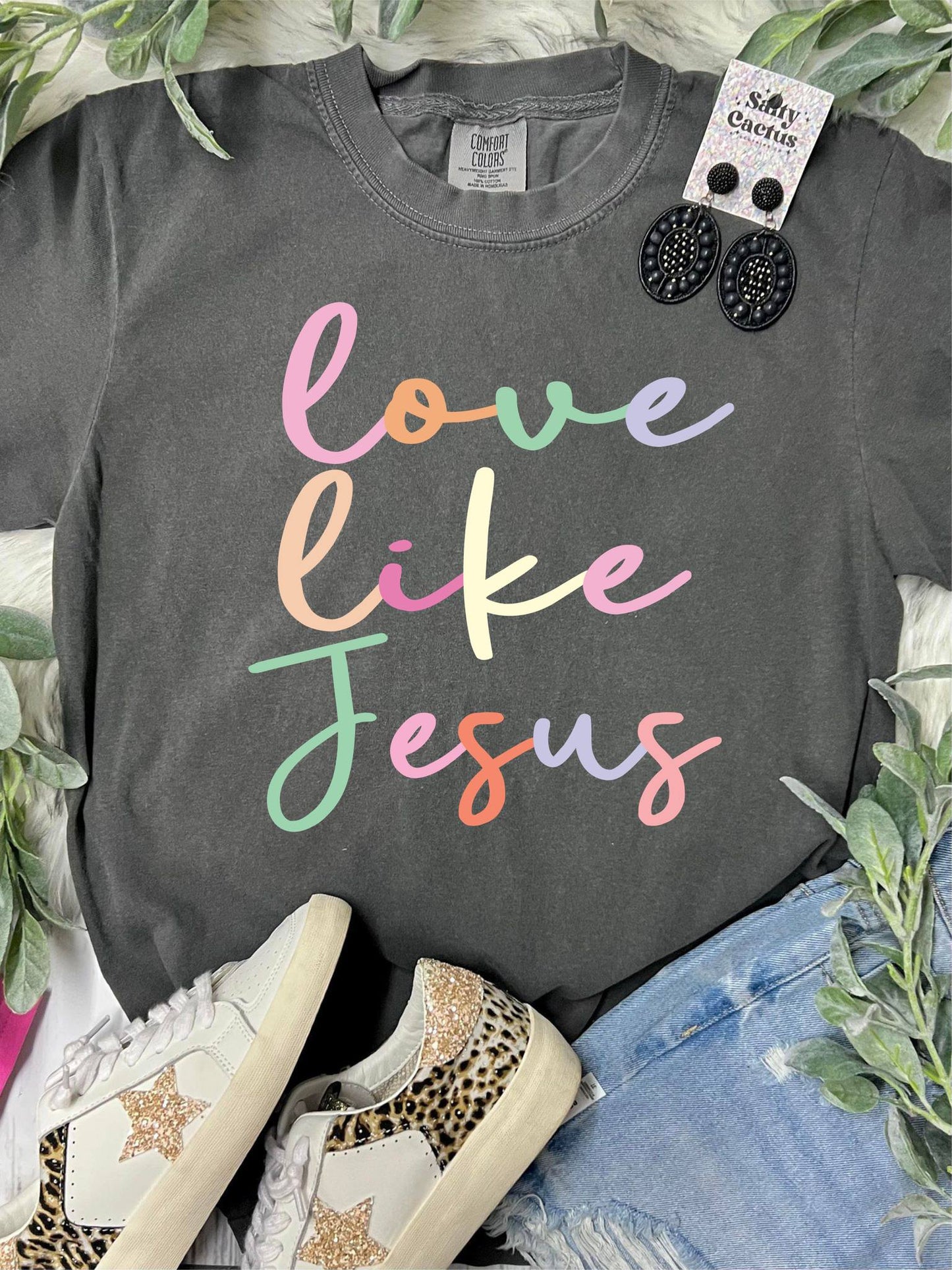 *DTF* Love Like Jesus Colorful Letters Pepper Comfort Color