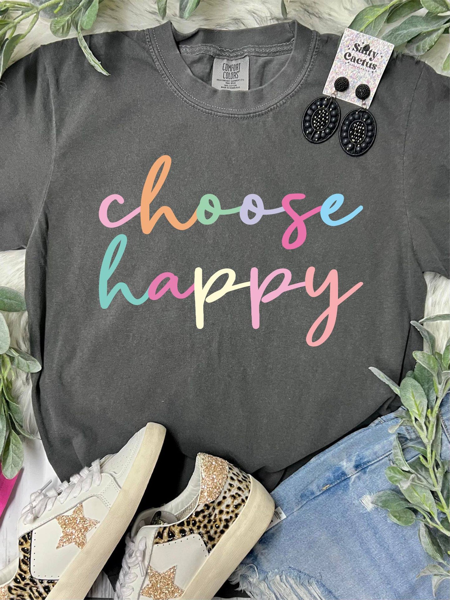 *DTF* Choose Happy Colorful Letters Pepper Comfort Color