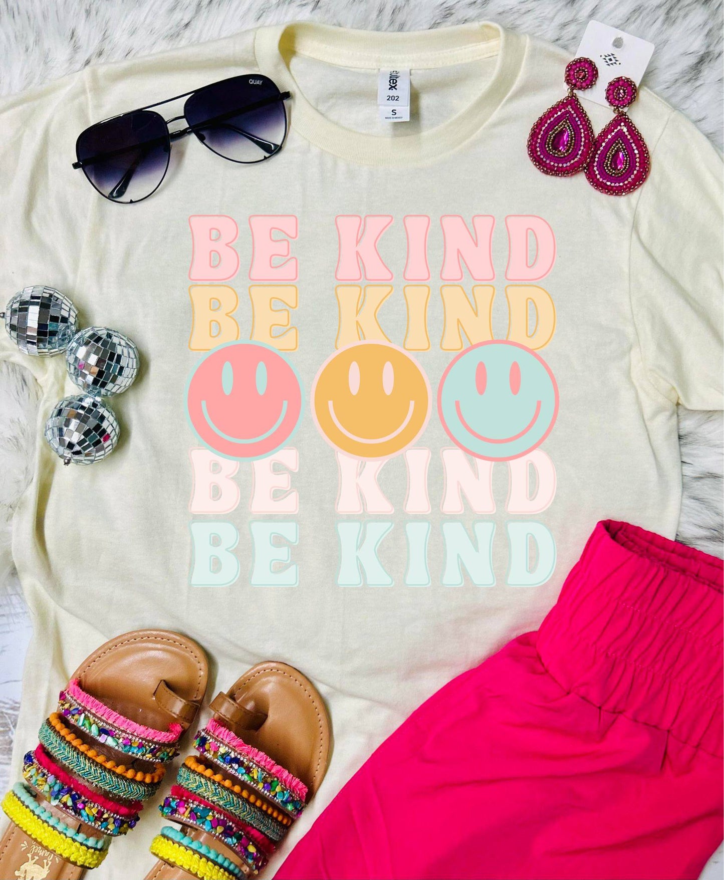 *DTF* Be Kind Smiley Ivory Tultex Tee