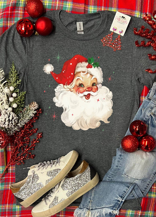 *DTF* Retro Santa Dark Grey Tee