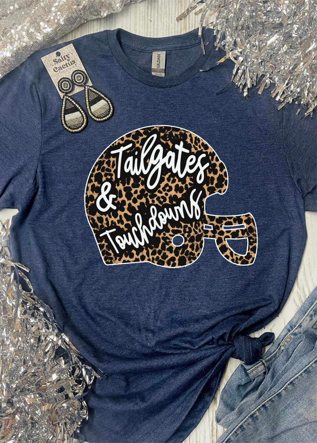 *DTF* Leopard Helmet Tailgate Colorful Tees