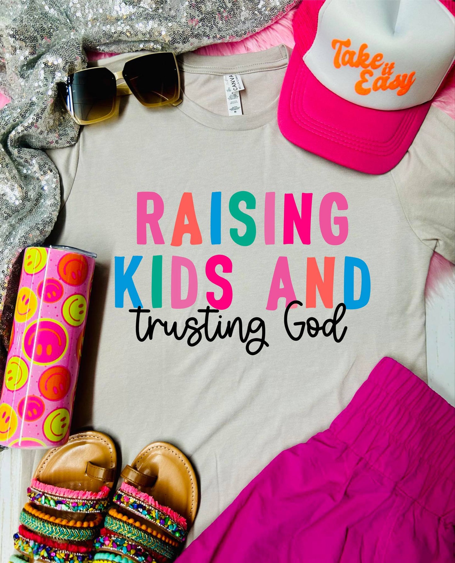 Raising Kids And Trusting God Tan Tee