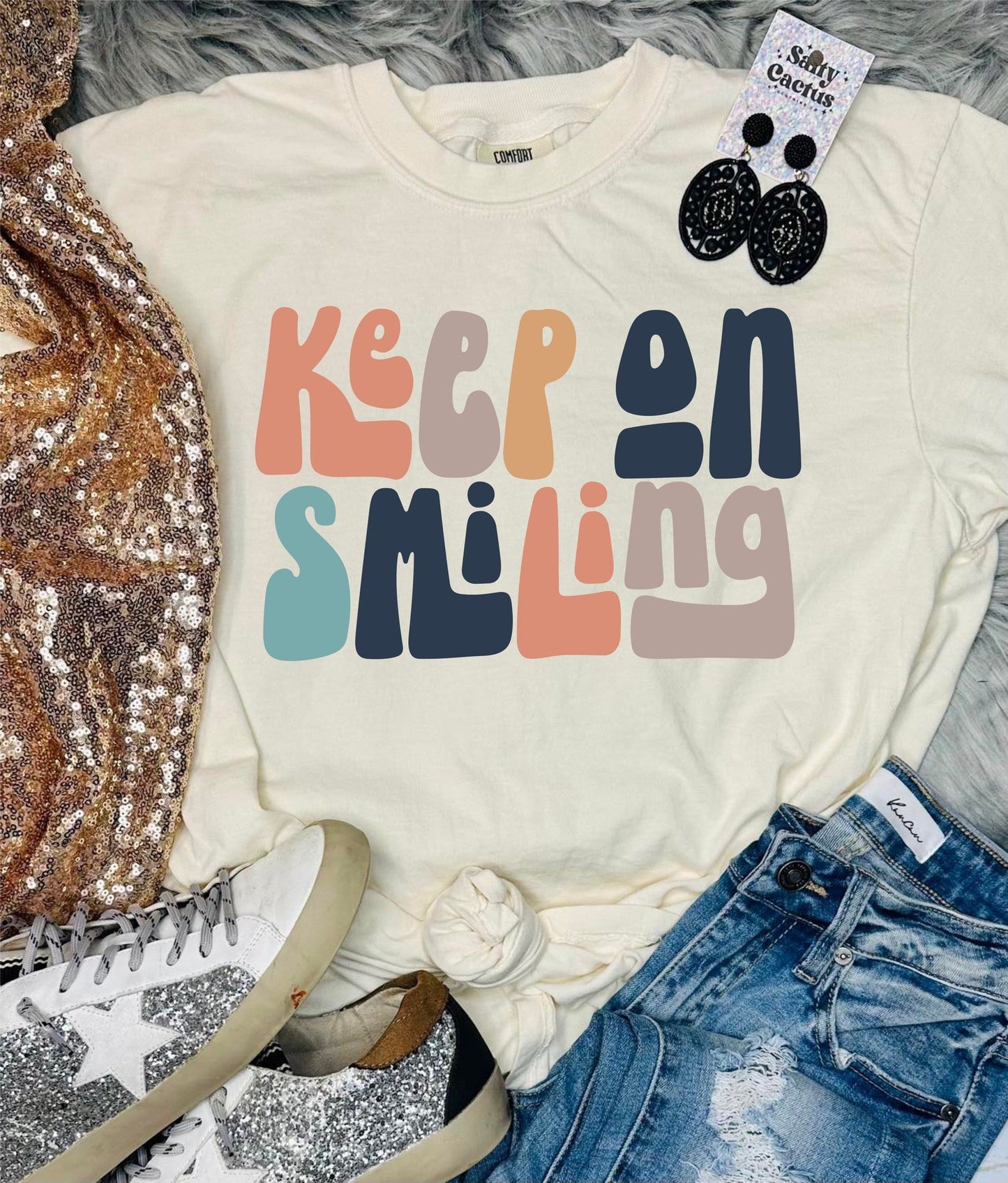 *DTF* Retro Keep On Smiling Ivory Comfort Colors