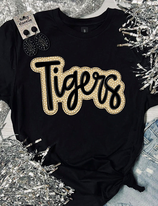 *DTF* Tigers Gold Dots Black Tee