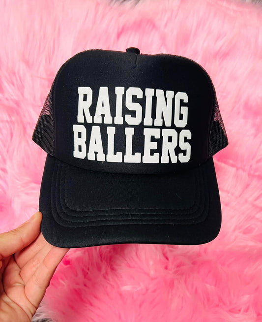 *TRUCKER HAT PUFF* Raising Ballers All Black Trucker