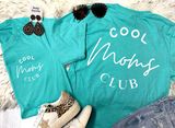 *DTF* Cool Moms Club Front Pocket & Big On Back Design Seafoam Tee