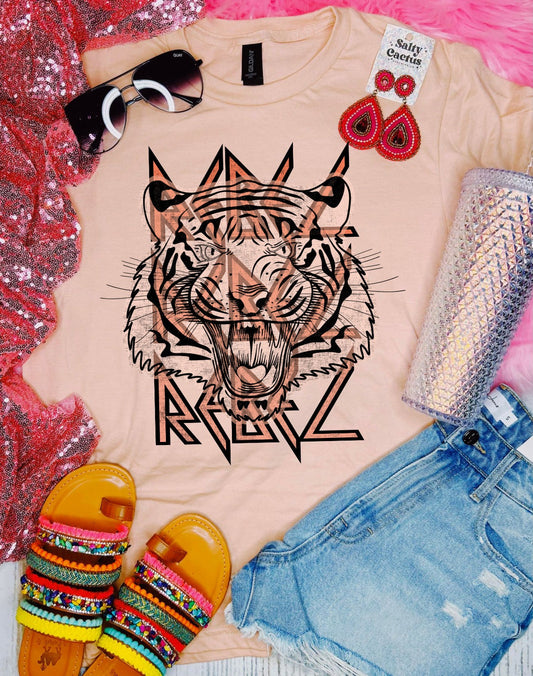 Rock and Roll Tiger Peach Tee