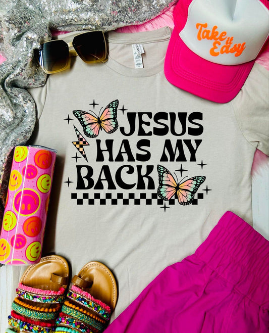 Jesus Has My Back Tan Tee