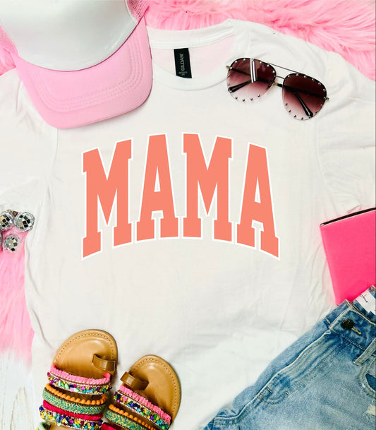 Mama Orange Coral White Tee