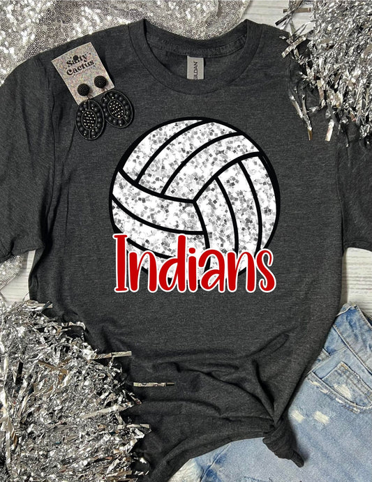 *DTF* Glitter Volleyball Dark Grey Tee