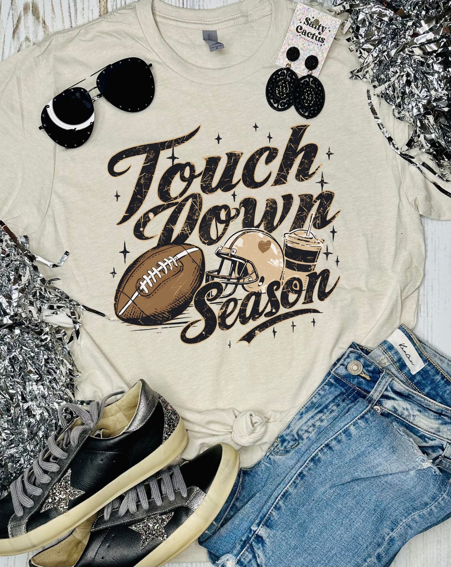 Football Touchdown Season Tan Tee