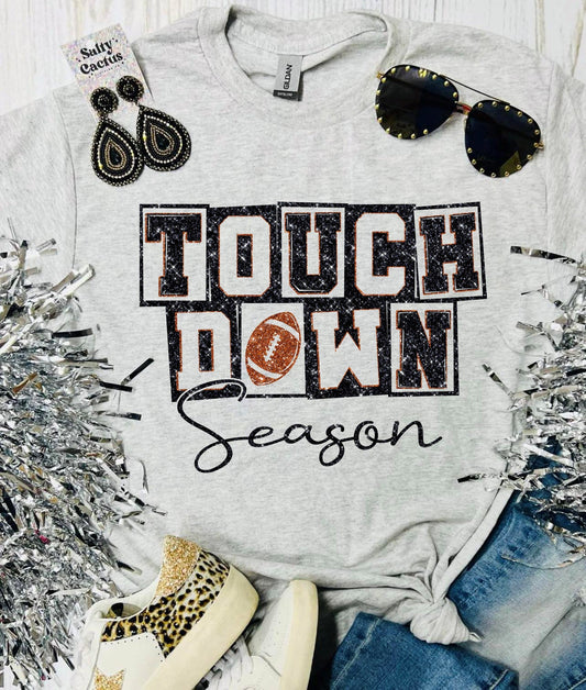 Retro Touchdown Season Ash Grey Tee