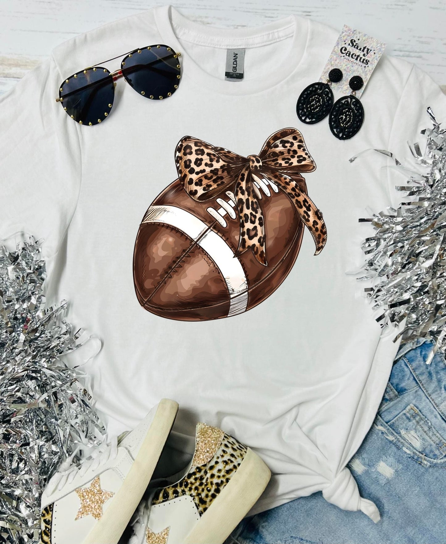 Vintage Football Bow White Tee