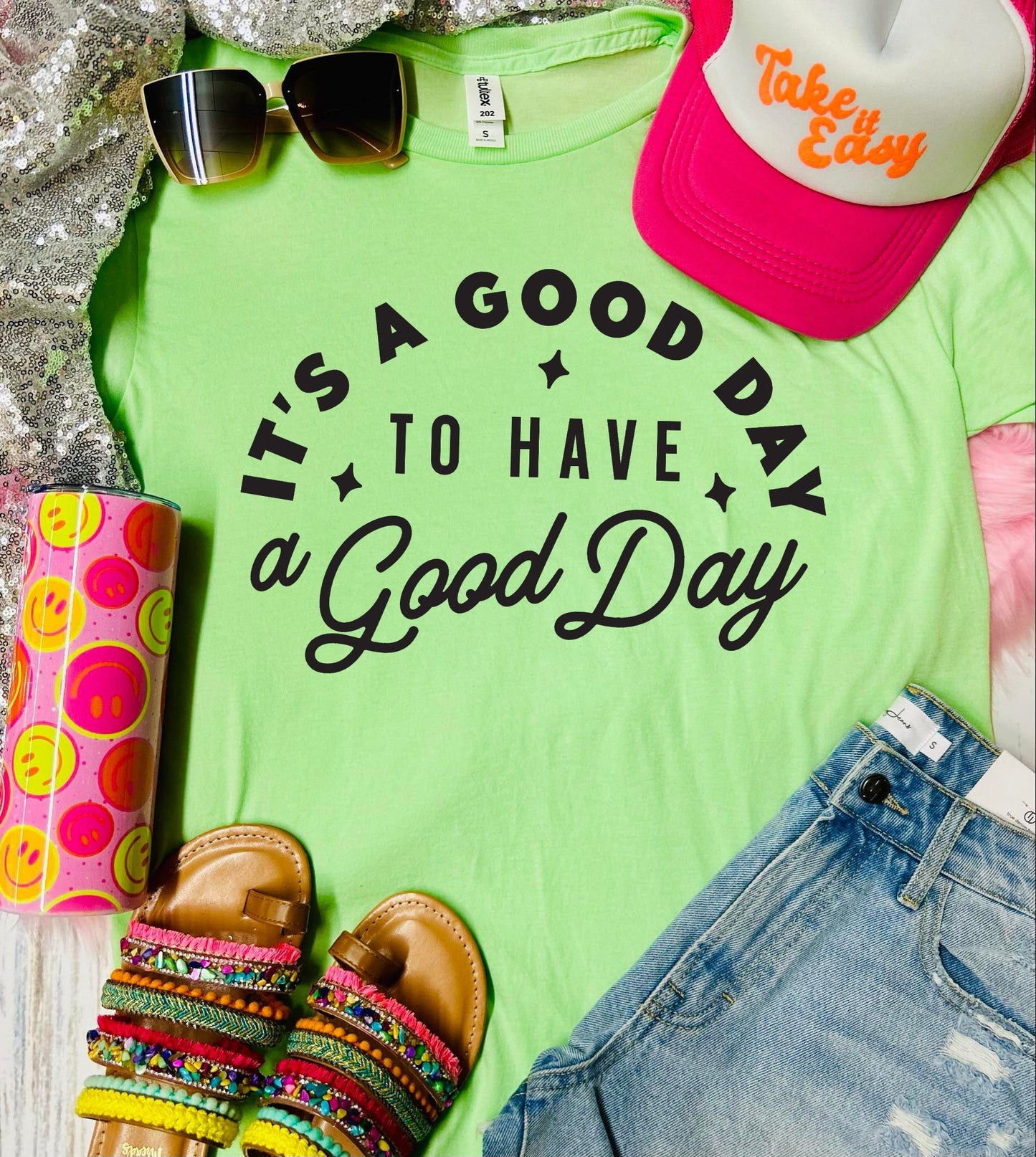 Retro Have Good Day Neo Mint Tee