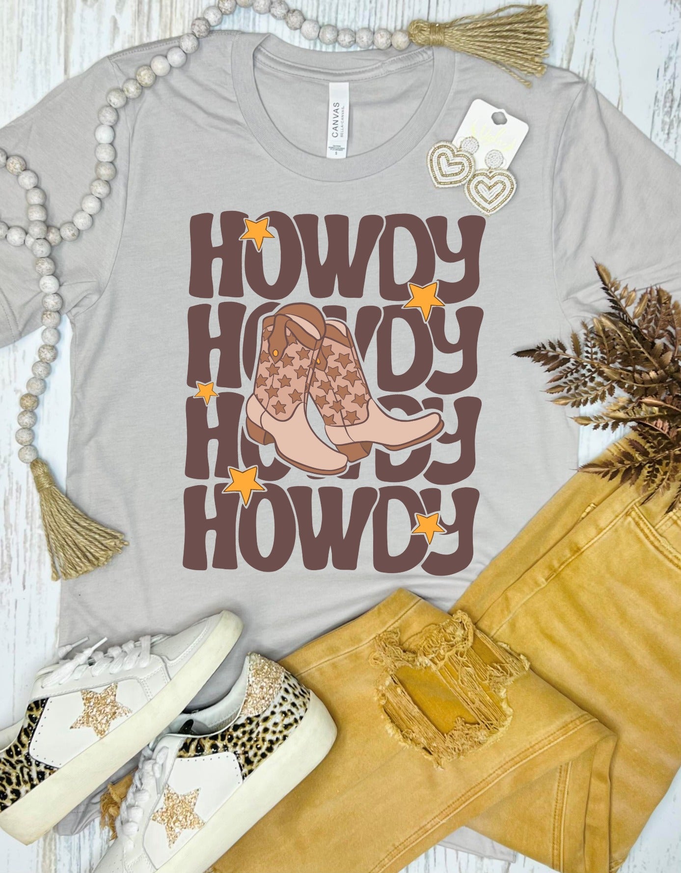 Howdy Cowboy Stone Grey Tee