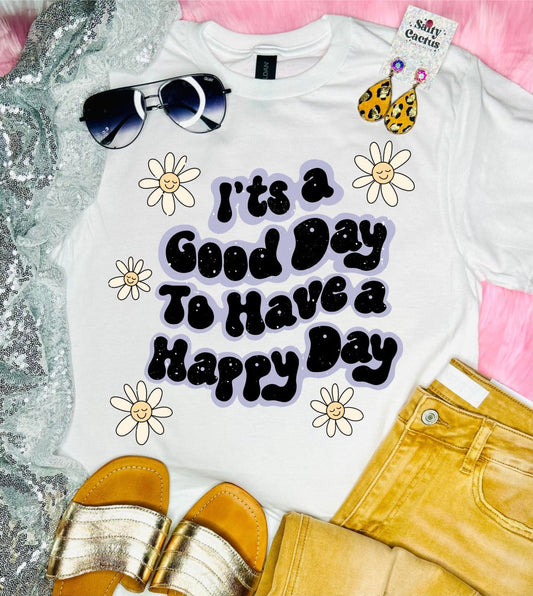 Happy Day Flowers White Tee