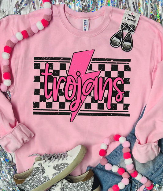 Pink Out Checkered bolt Baby Pink Sweatshirt