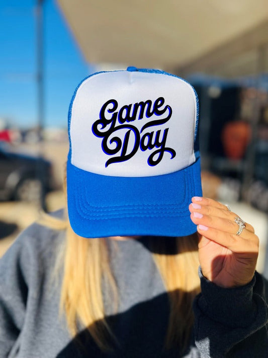 *DTF* Game Day Cursive Trucker Hats