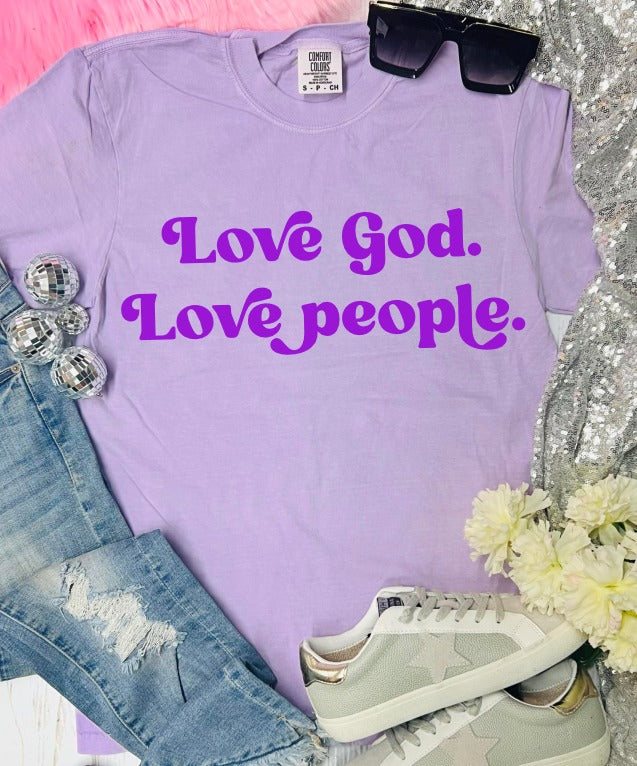 *DTF* Love God Love People Orchid Comfort Color