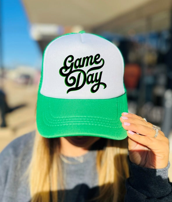 *DTF* Game Day Cursive Trucker Hats