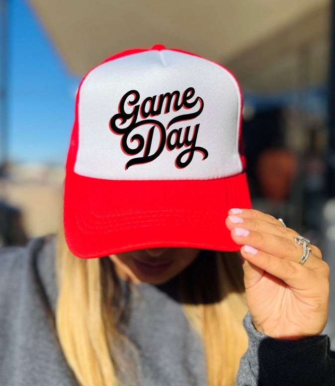 *DTF* Game Day Cursive Trucker Hats