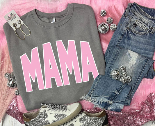 *DTF* Mama White and Pink Rock Sweatshirt