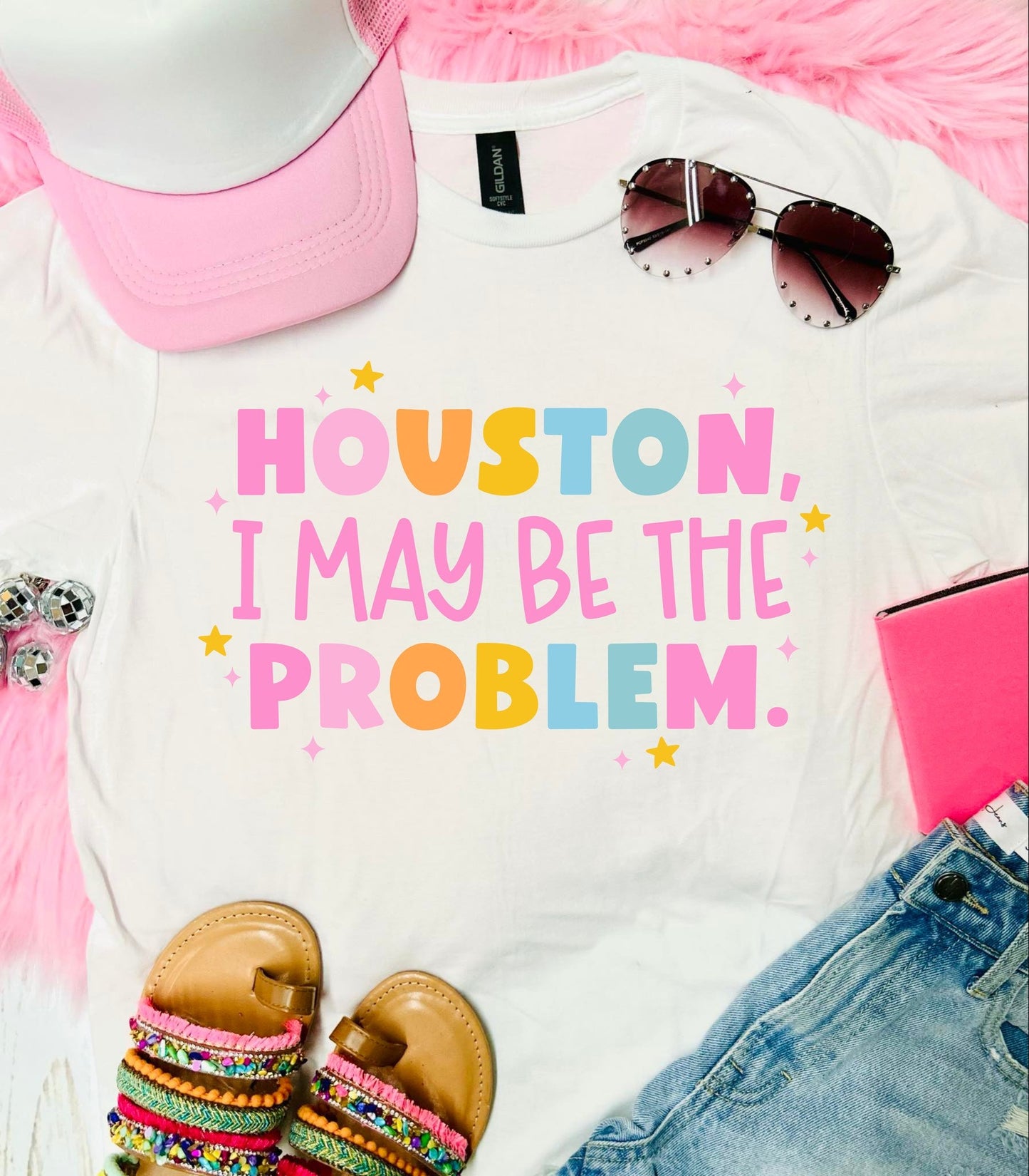 Houston I May Be The Problem White Tee