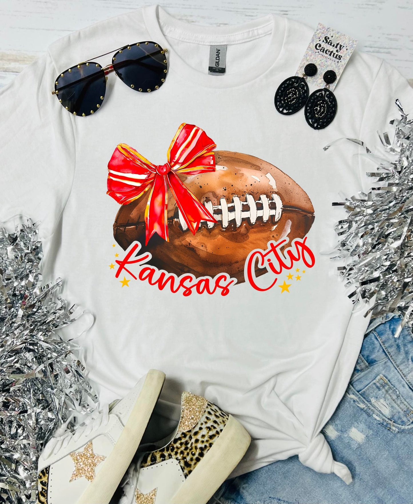 Coquette Football Kansas White Tee