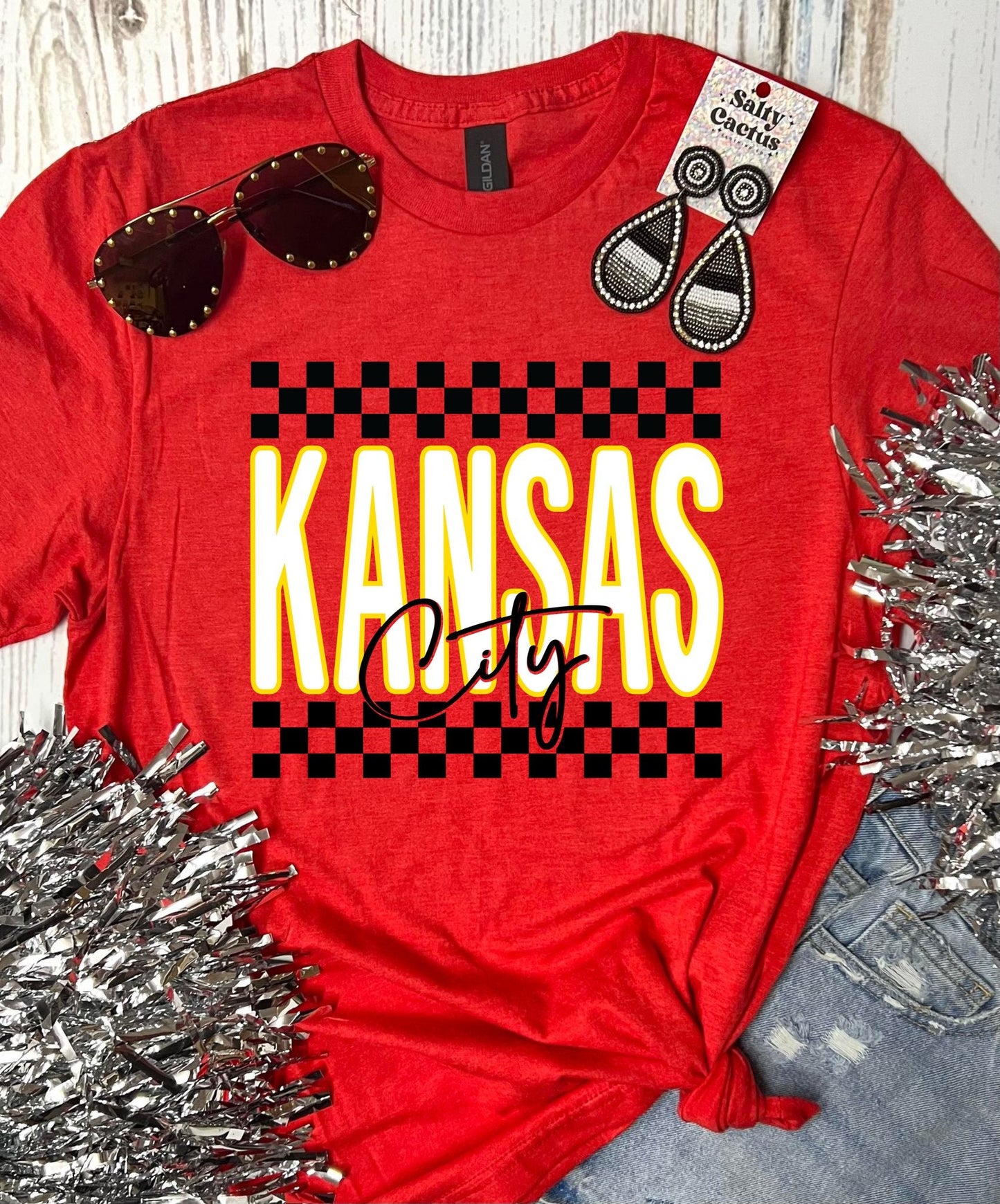 *DTF* Checkered Kansas City Red Tee