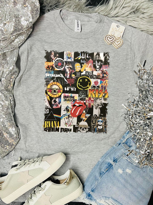 *DTF* Rock and Roll Collage Sport Grey Tultex Tee