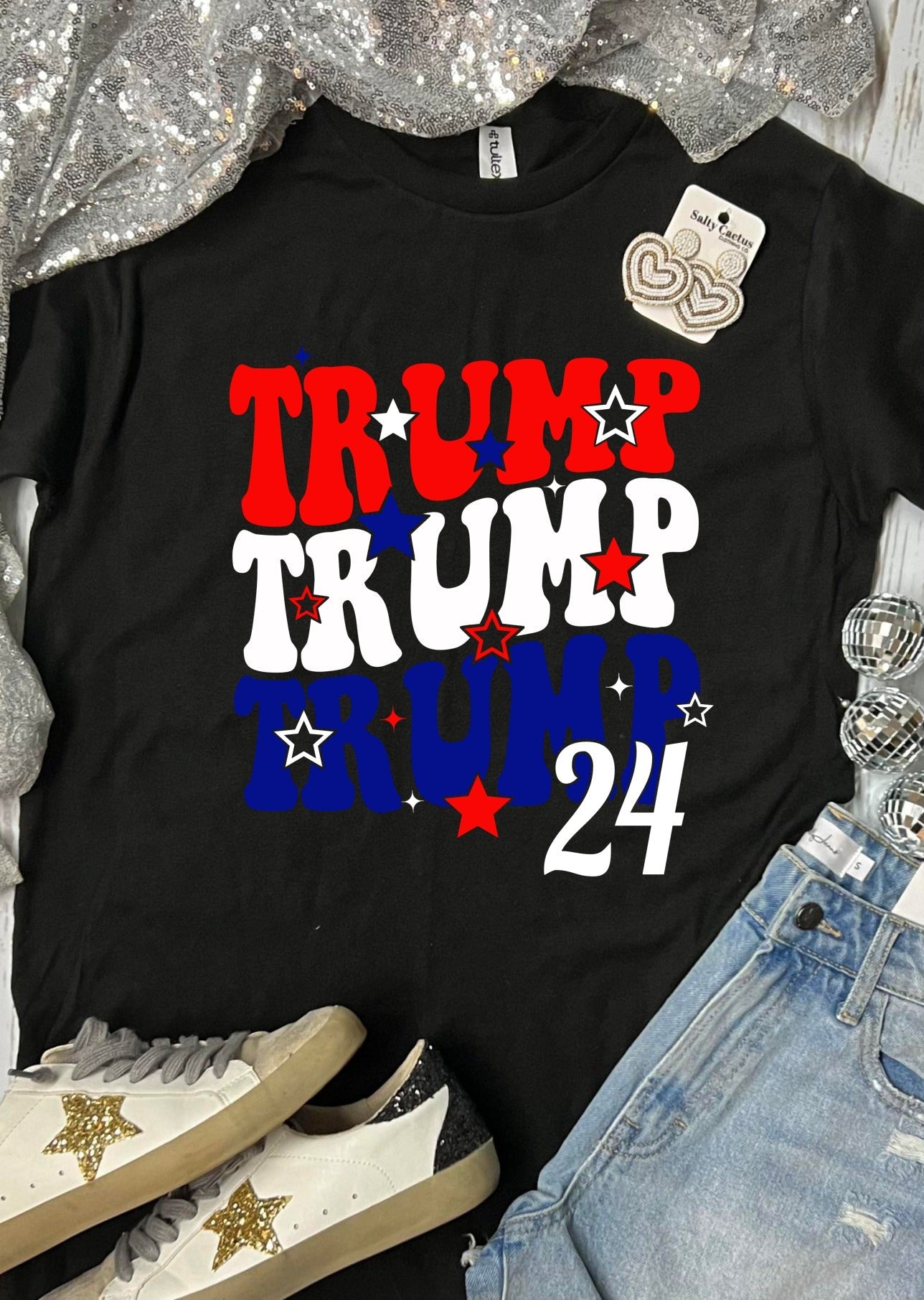 *DTF* T Red White and Blue 2024 Black Tee