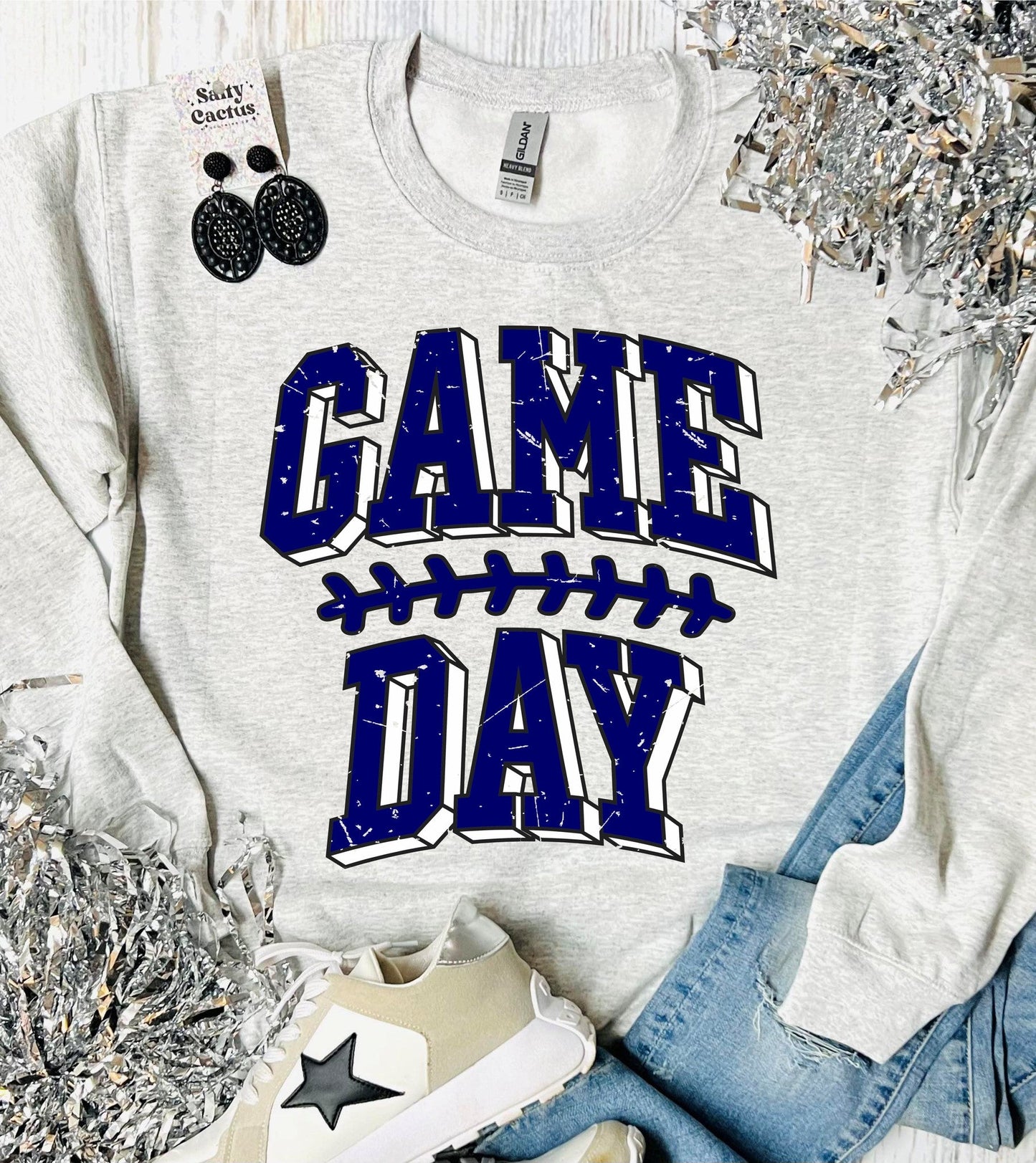 Game Day Vintage Stitches Ash Grey Sweatshirt