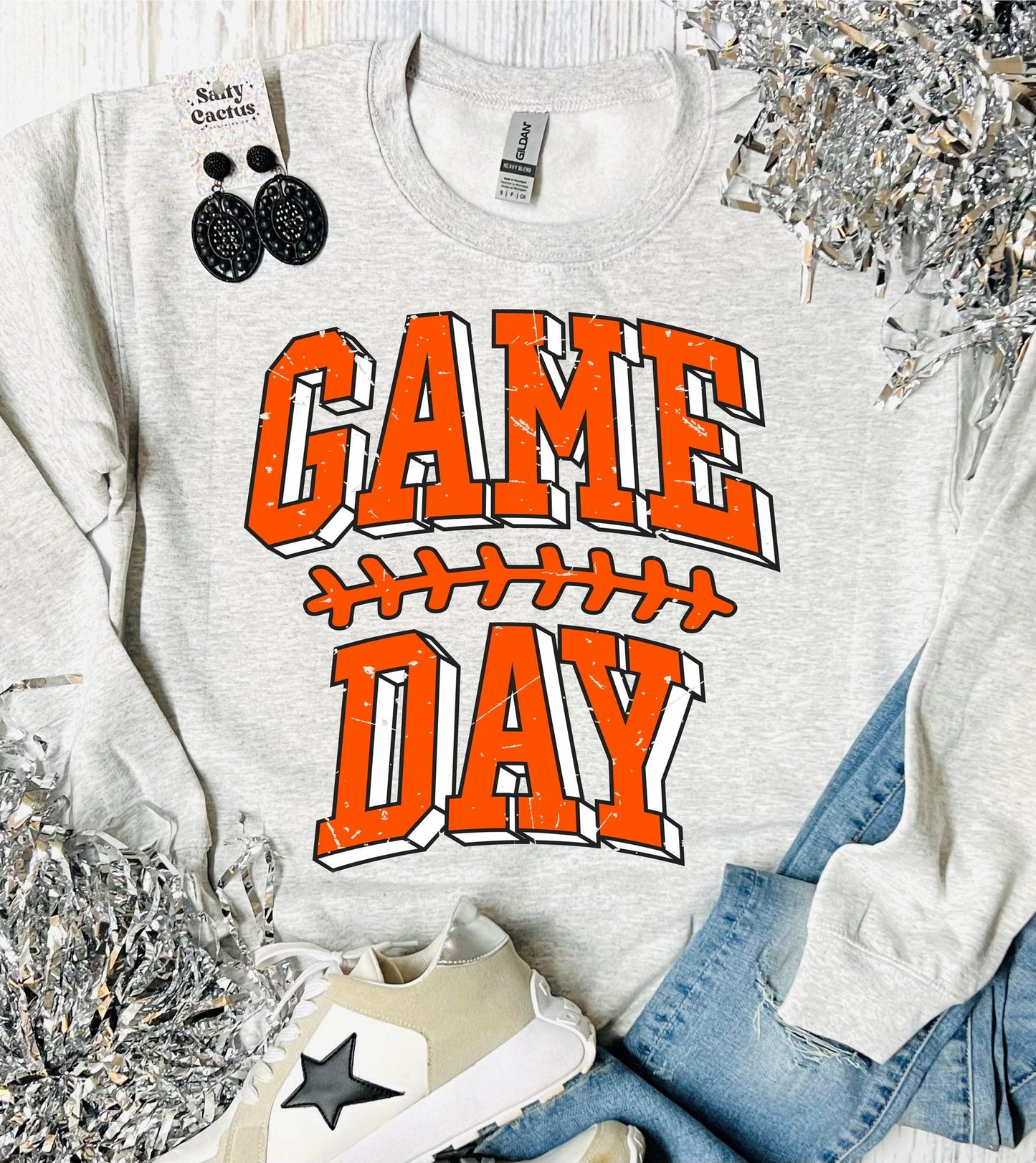 Game Day Vintage Stitches Ash Grey Sweatshirt