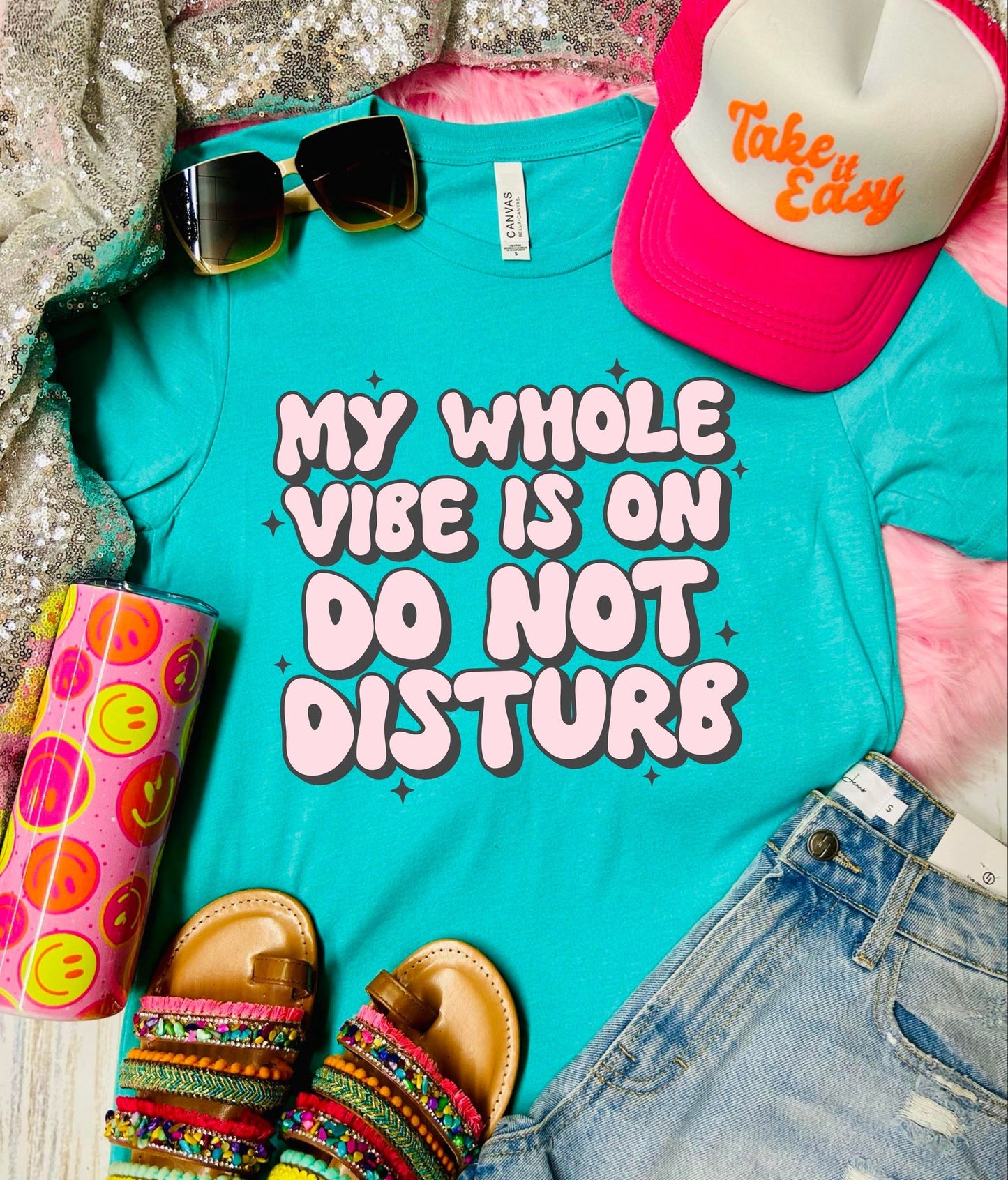 *DTF* My Whole Vibe Is On Do Not Disturb Retro Seafoam Tee