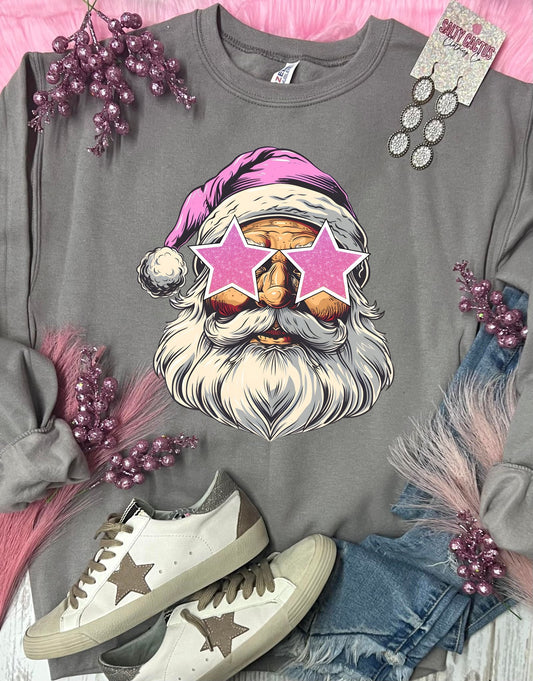 *DTF* Santa Star Eyes Rock Grey Sweatshirt