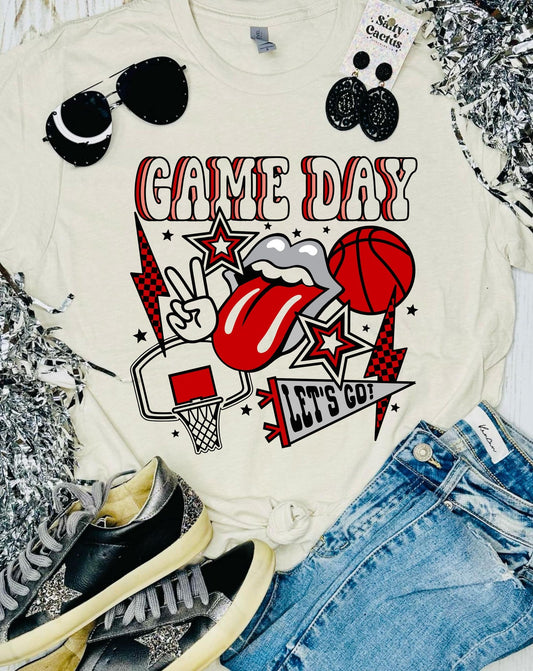 Game Day Basketball Tongue Tan Tee