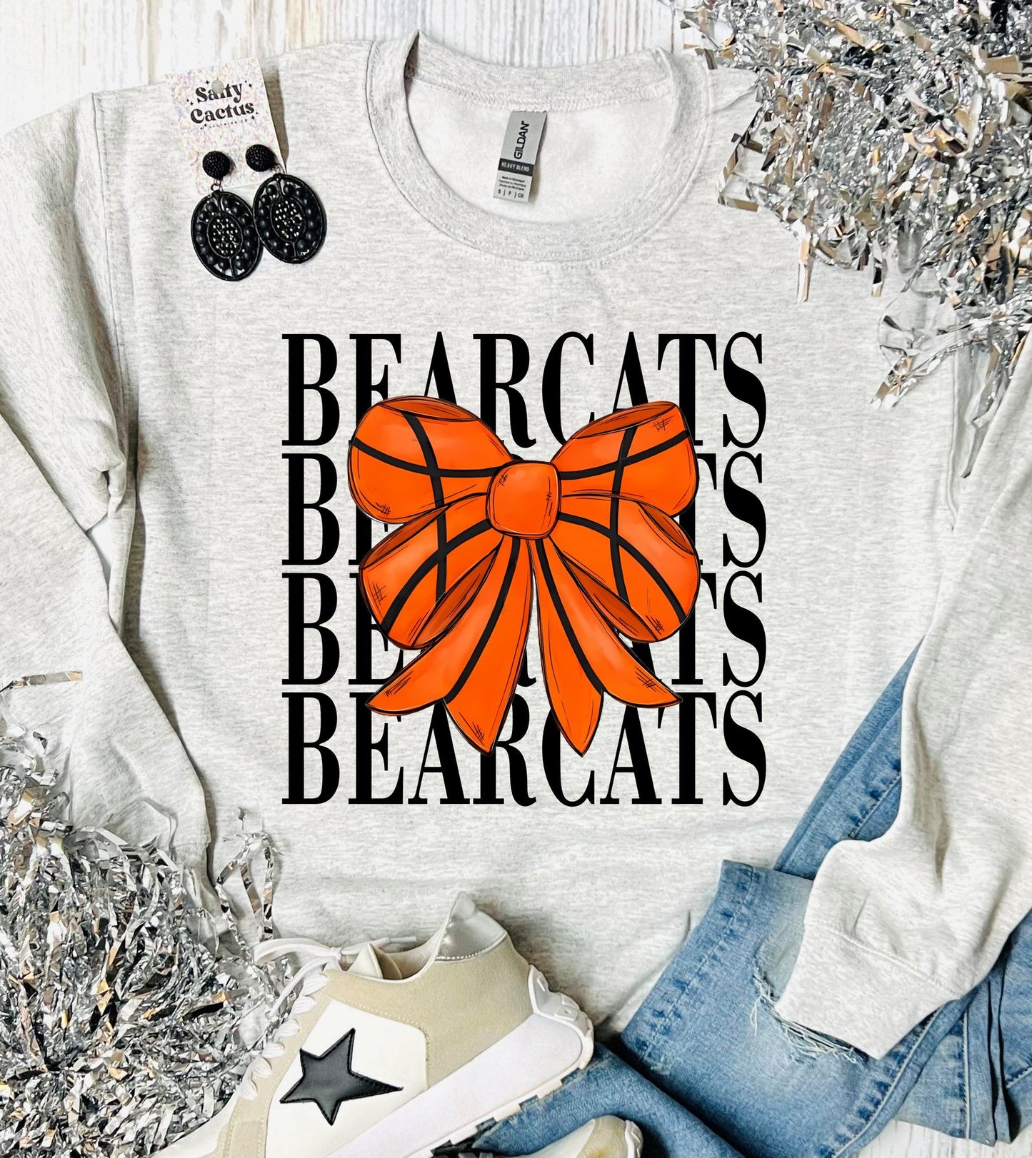 Basketball Bow Custom Mascot Ash Grey Sweatshirt