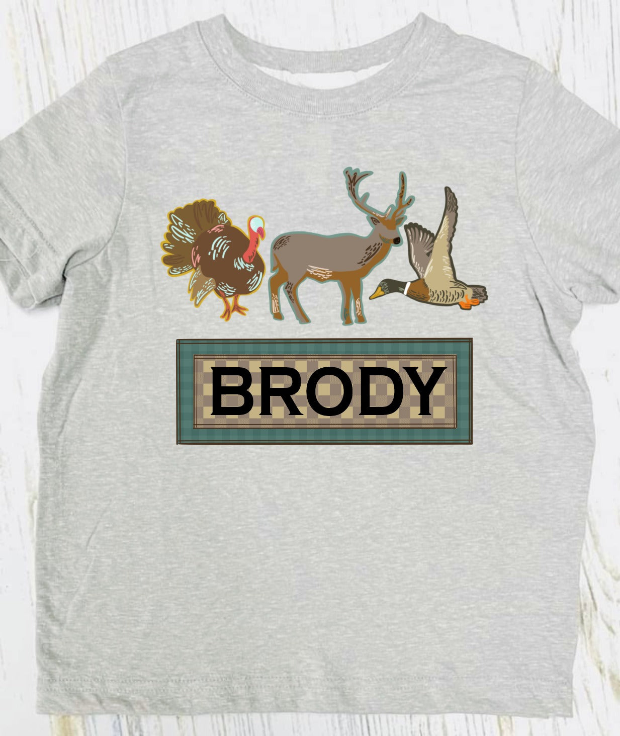 Boys Custom Deer Hunting Ash Grey Tee