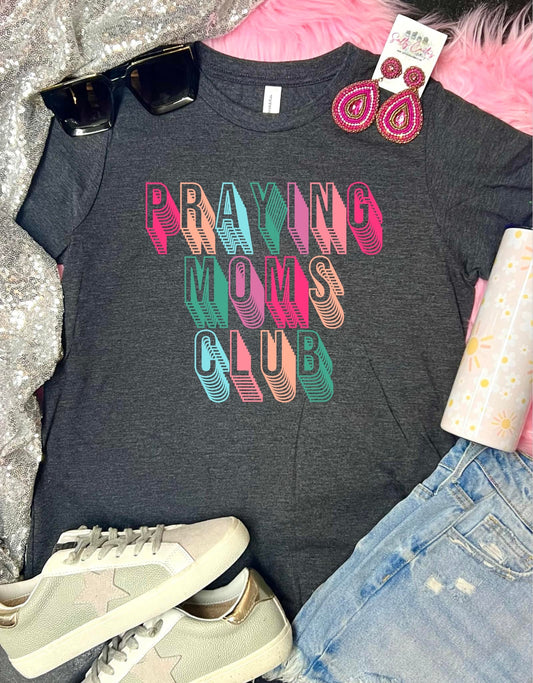 *DTF* Colorful Retro Praying Moms Club Dark Grey Tee